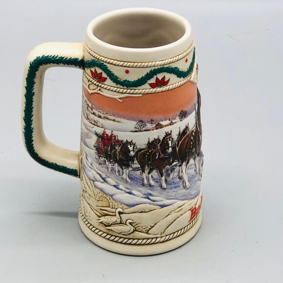 American Homestead Budweiser holiday stein 1996 made in 1995 7" tall READ - Picture 2 of 7